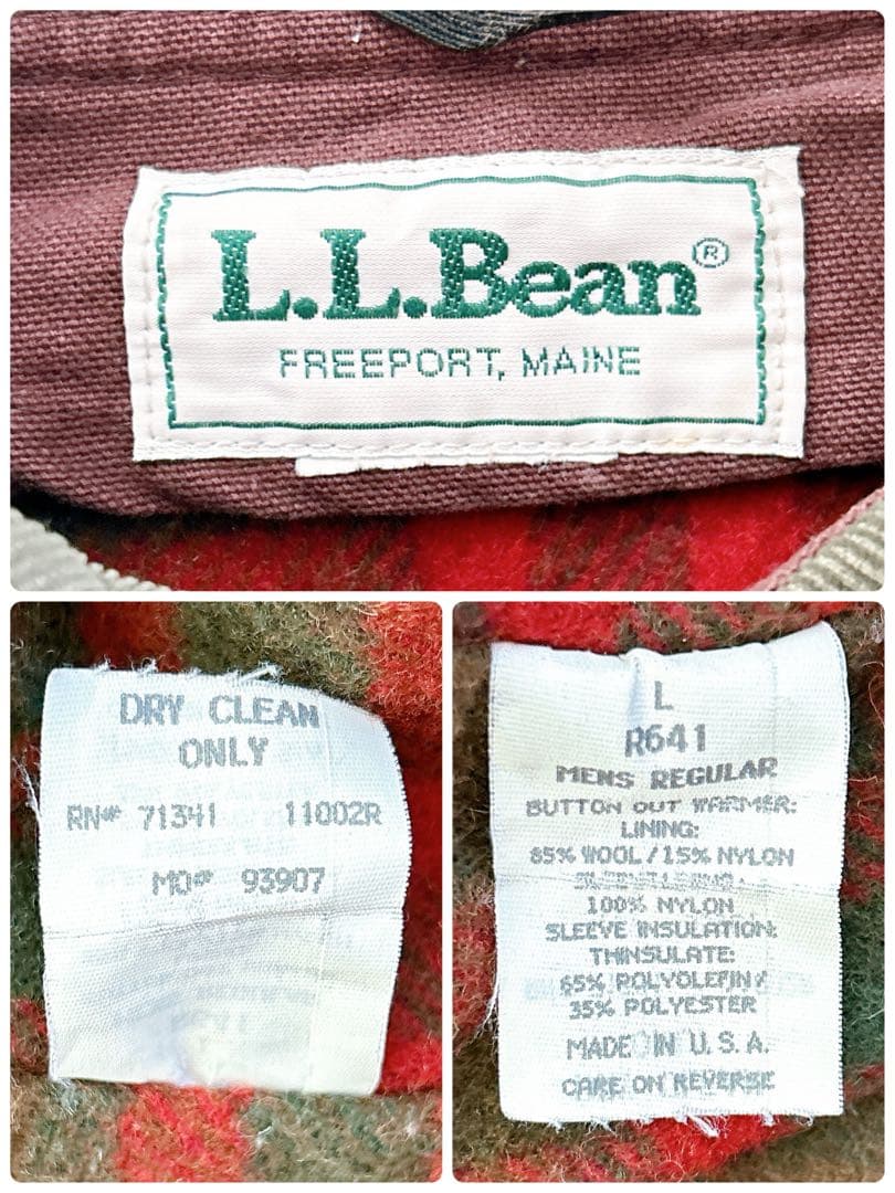 80s USA製　L.L.Bean フィールドコート　チェック　ライナー　L