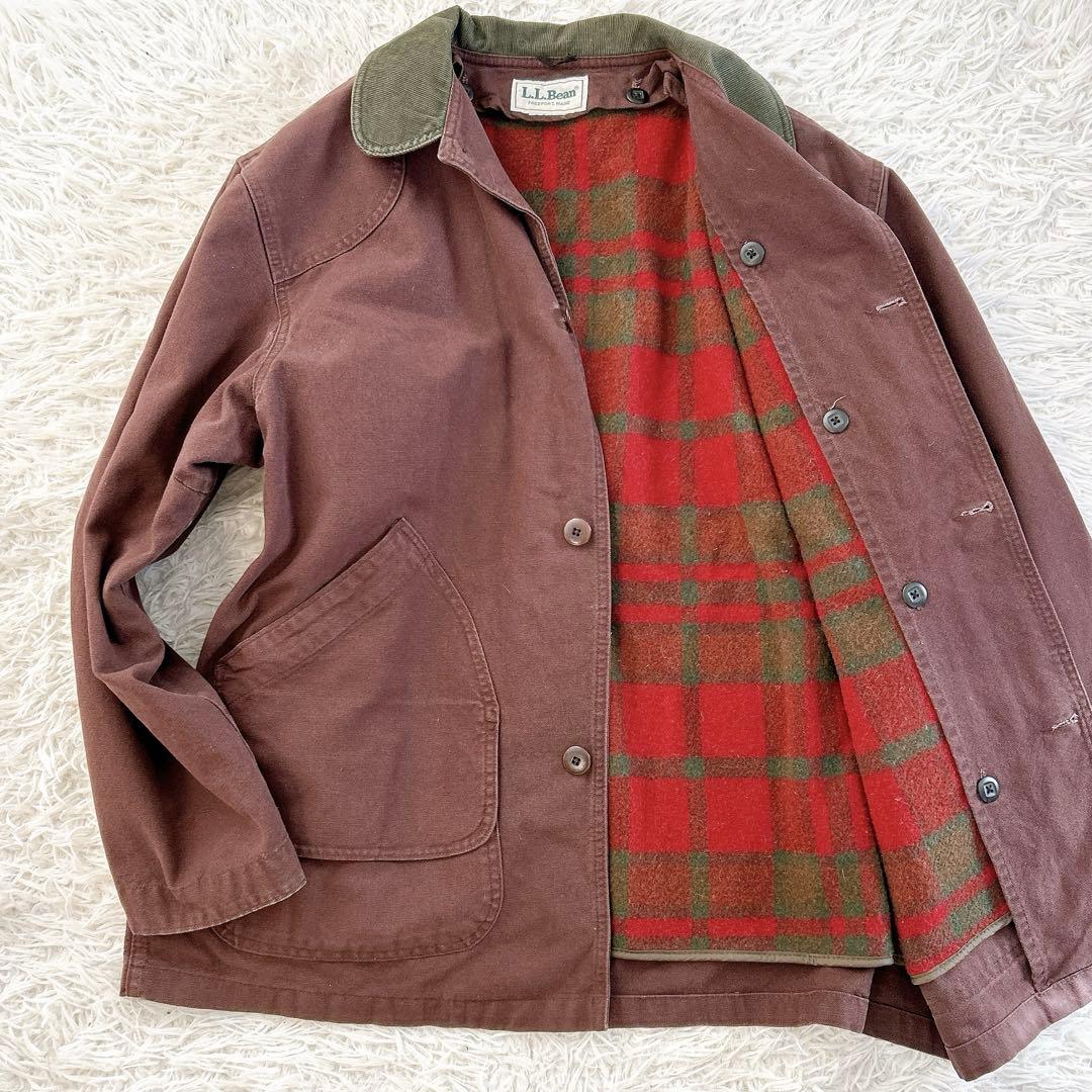 80s USA製　L.L.Bean フィールドコート　チェック　ライナー　L