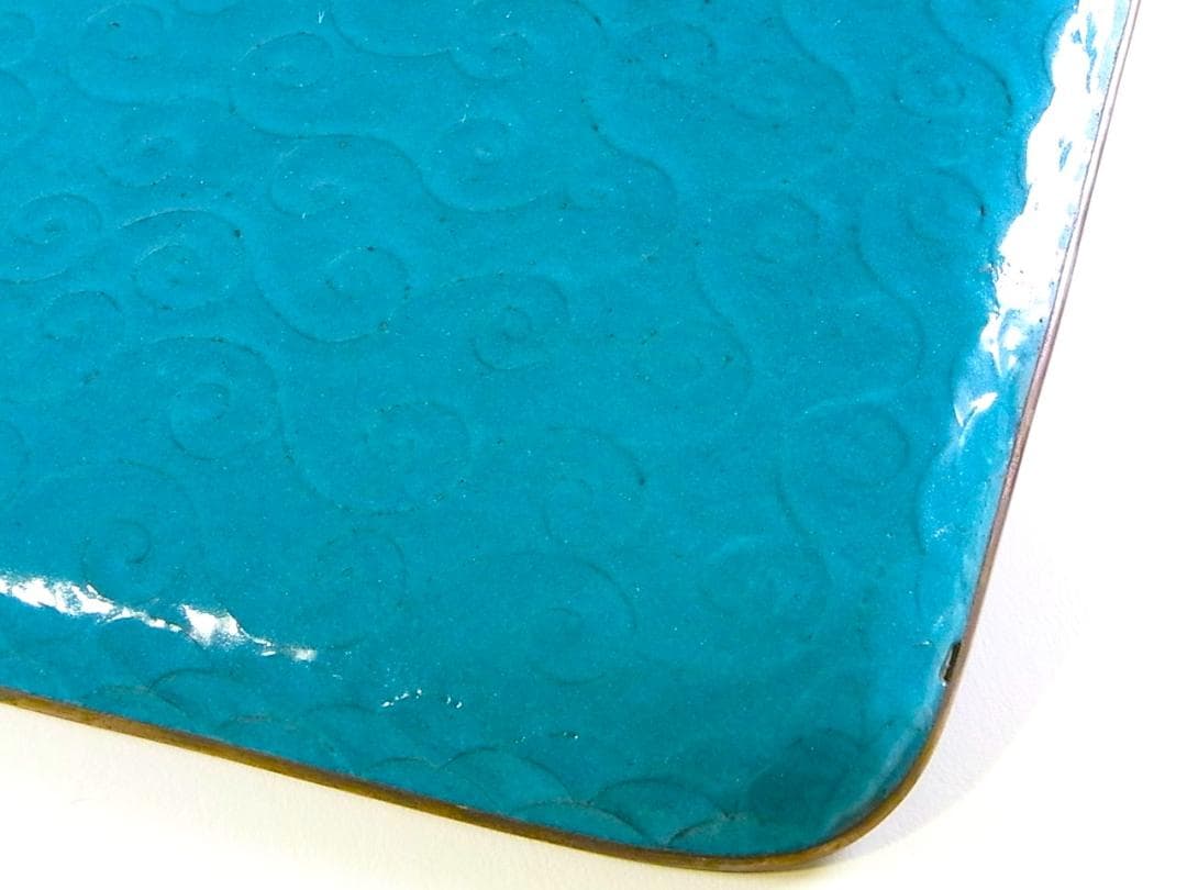 【 E801 】 超名品　明治期尾張七宝上手作品　銀線七宝獅子鳳凰文トレイ