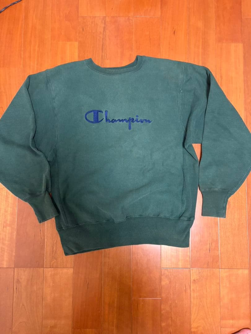 アメリカ製90sChampionリバースウィーブ グリーン スウェット Lサイズ