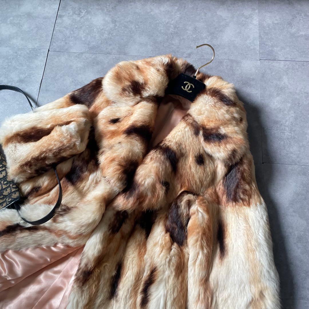 毛並み◎ 超希少❣️高級ミンク　本毛皮　ミンク　ファーコート　アニマル柄　着丈74