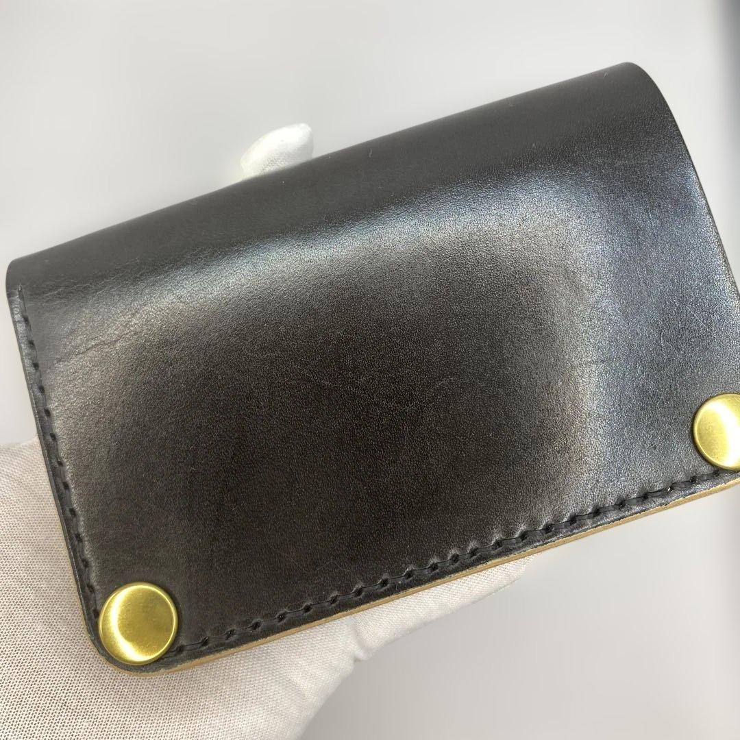 [値下]お札折らずに収納できる無骨な手染めミドルトラッカーウォレット BTW