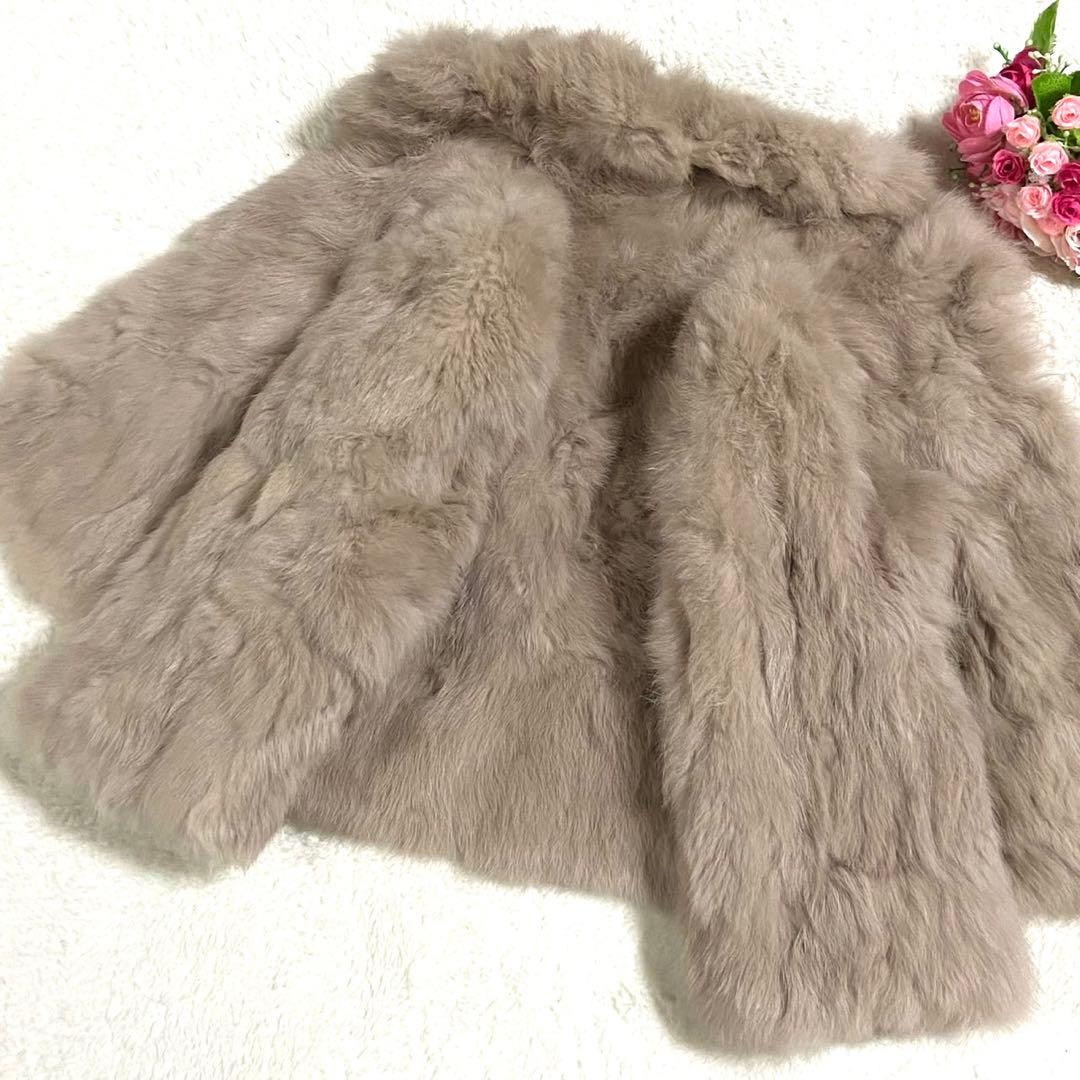 【美品】ラビットファー 毛皮 コート ボリューム◎ サイズM