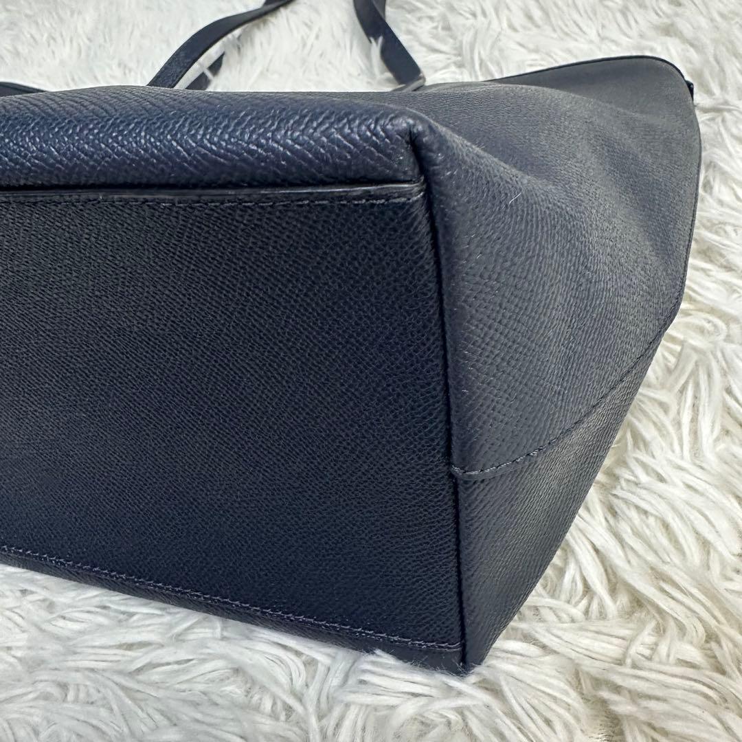 ⭐美品⭐COACH ネイビー レザートートバッグ　a4 収納 大容量 リクルート