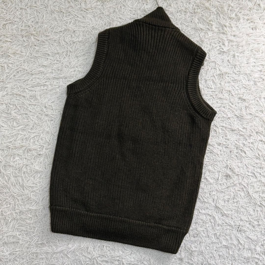 16979✨ザノーネ ニット切替ダウンベスト カーキ 46 M プリマロフト