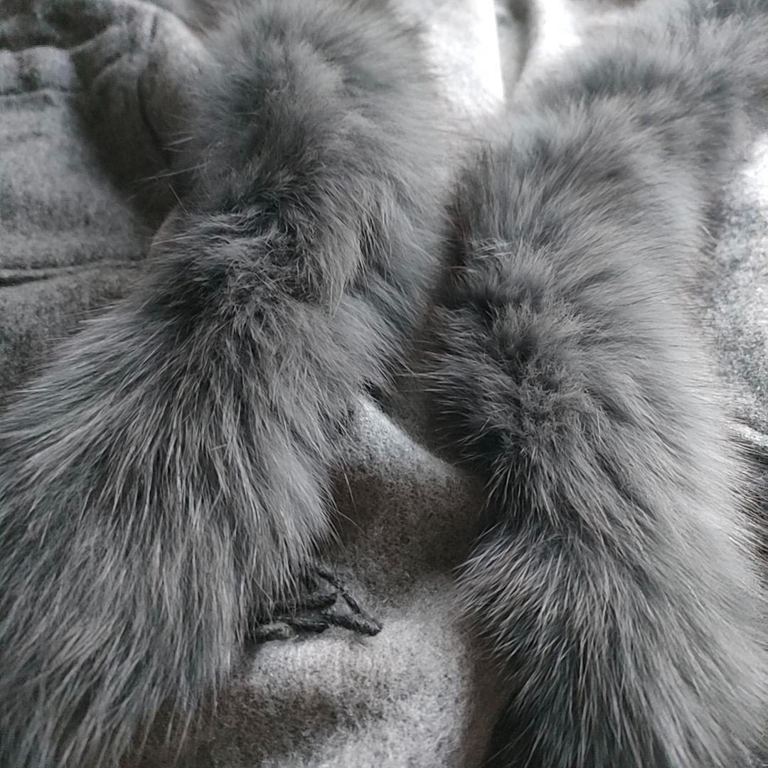 【新品・タグ付】カシミヤ100% フォックスファー ポンチョ ケープ グレー