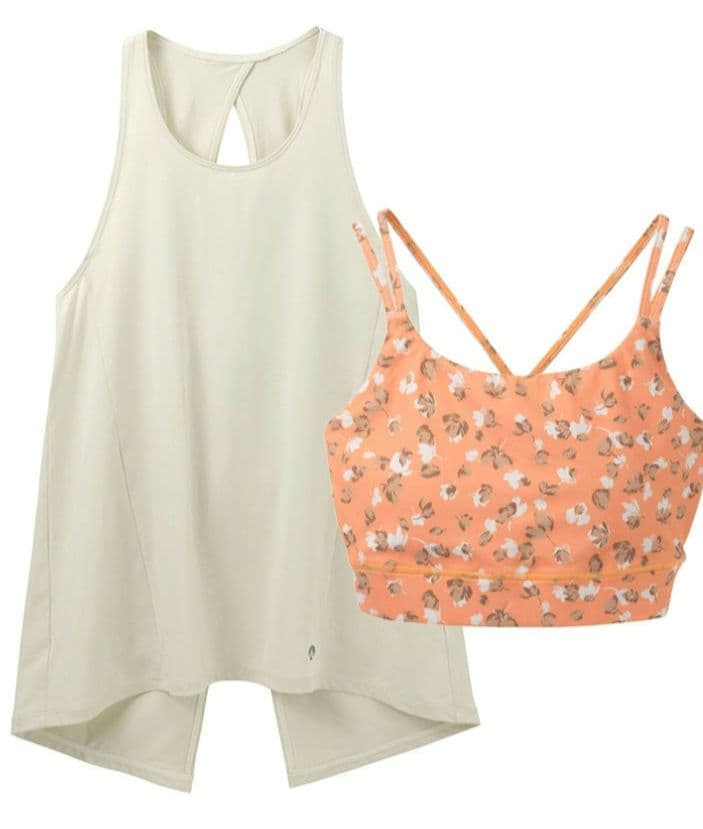オレンジフラワープリントブラトップとタンクトップセット