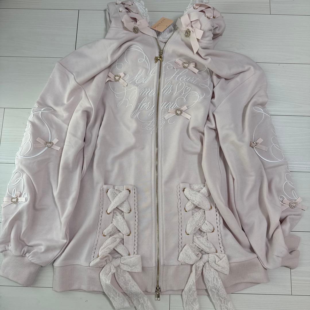 リズリサ　LIZ LISA リボンフリルパーカーピンク