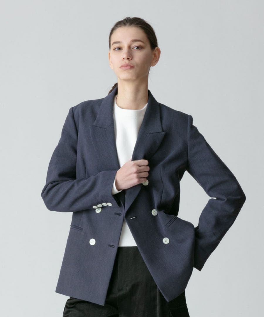 アルアバイル　マットクロスダブルブレストジャケット ネイビー　ルルウィルビー