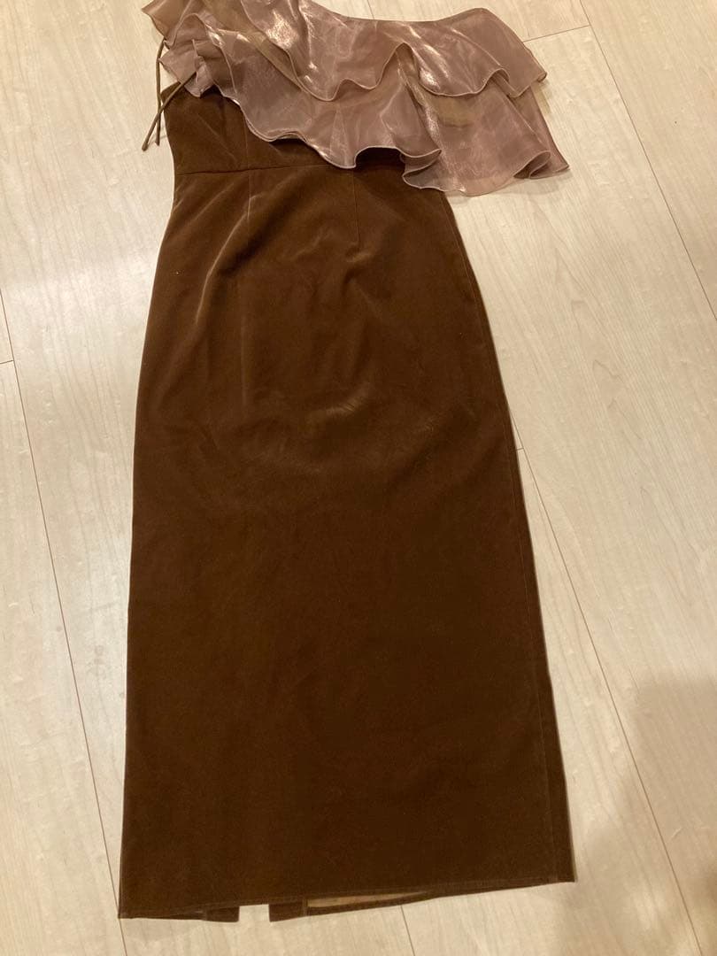 leja ドレス アシンメトリーティアードフリル3WAYベロアワンピースドレス