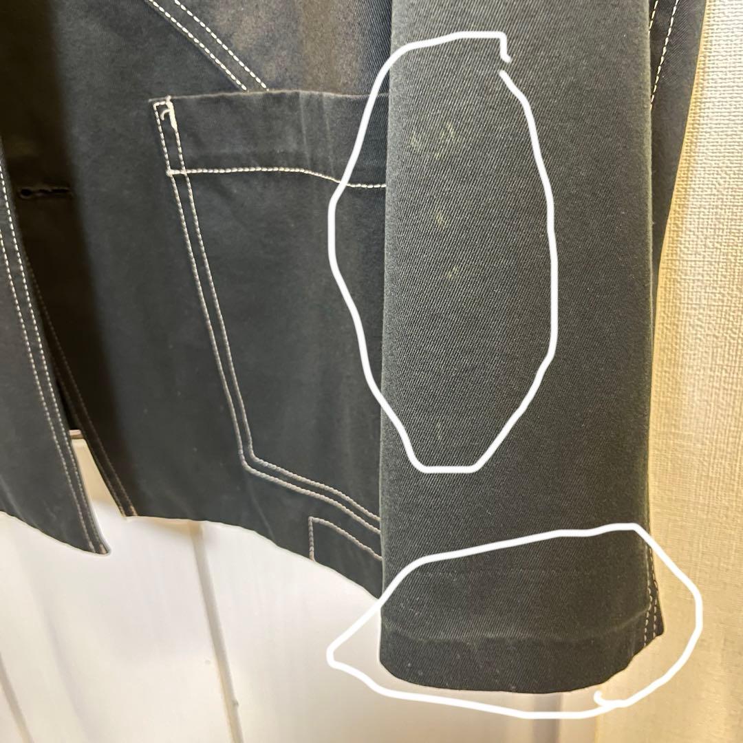 【Y’s】 コットンジャケット 白ステッチ ジッパーポケット ［黒］