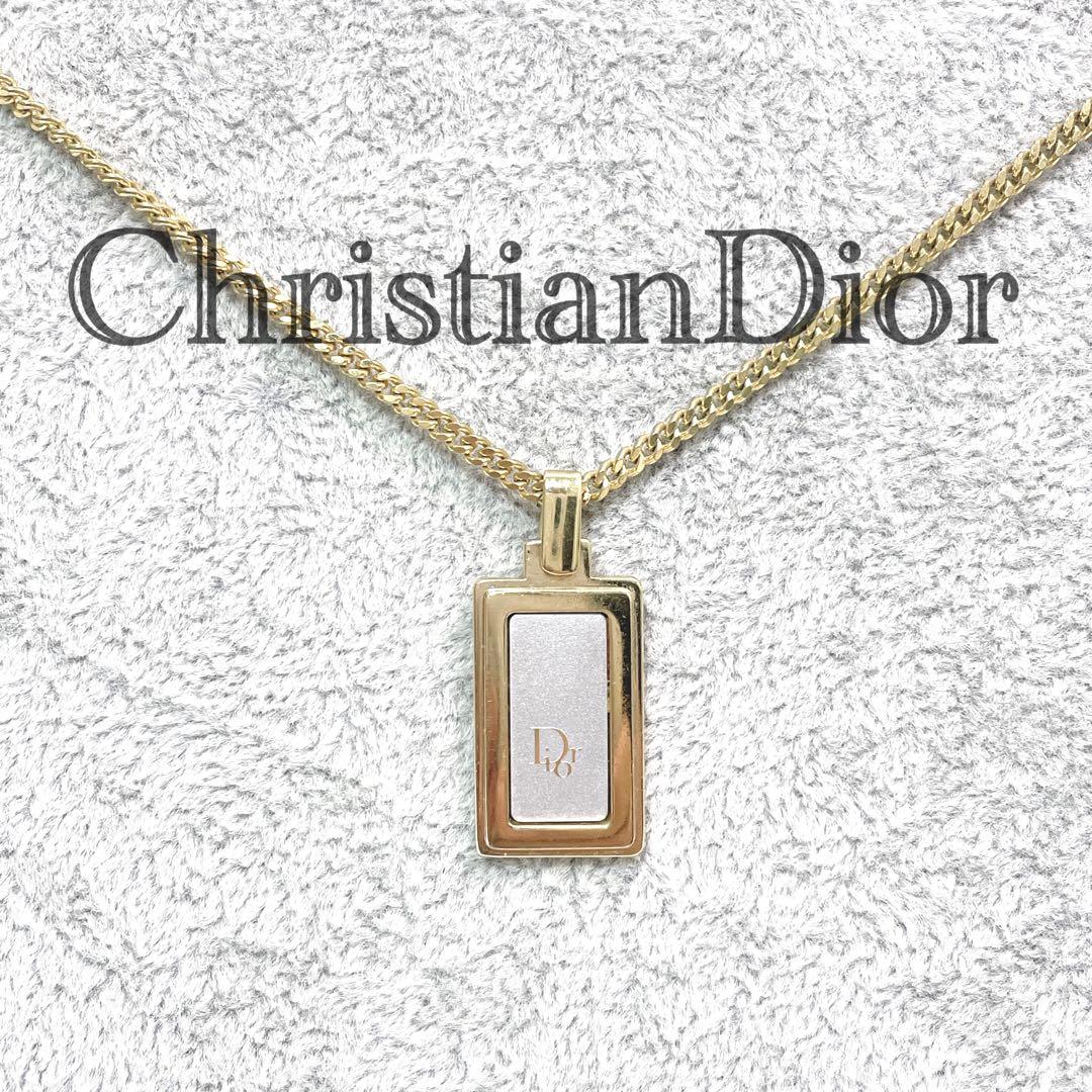 Christian Diorゴールド リンクチェーン ネックレス 希少 長方形