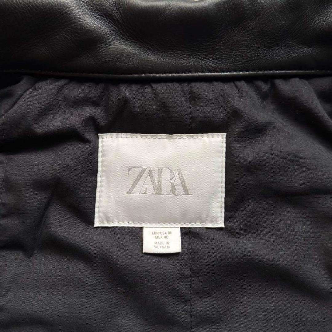 ZARA 短丈　襟レザーデニムジャケット　完売品