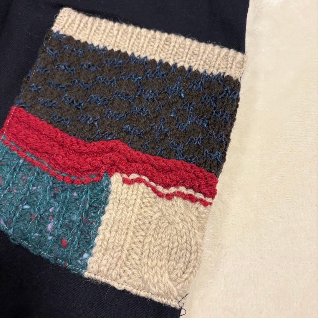 【エムアンドキョウコ】新品タグ付 デザインパンツ 1 ネイビー ニット切替