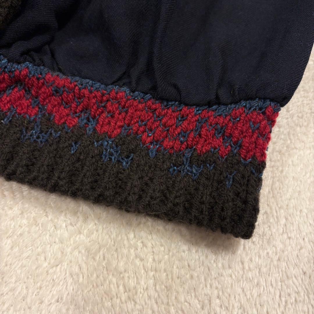 【エムアンドキョウコ】新品タグ付 デザインパンツ 1 ネイビー ニット切替