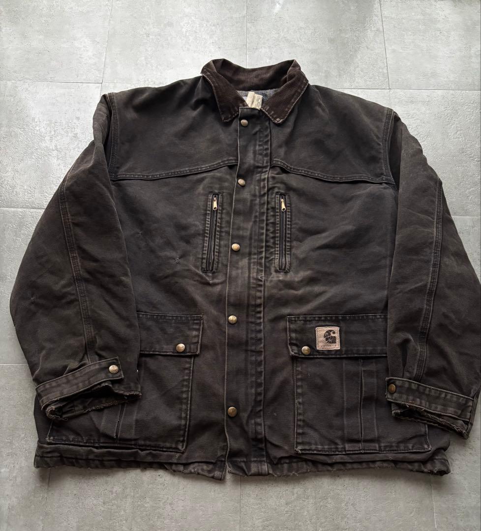 80s 90s USA製　カーハート　ミシガンチョアコート　ブラック　フェード