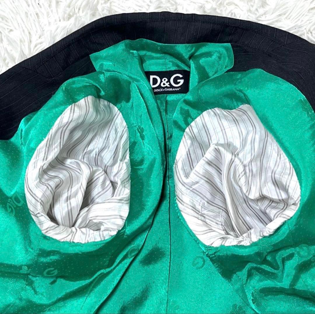 D&G ドルガバ テーラードジャケット ストライプ ロゴ 総柄 40 L レア