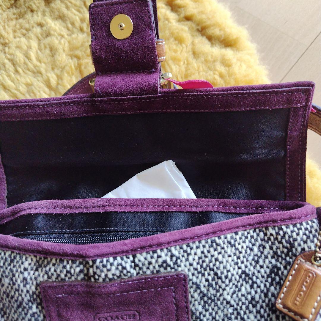 コーチ　ツイードリボンハンドショルダーバッグ