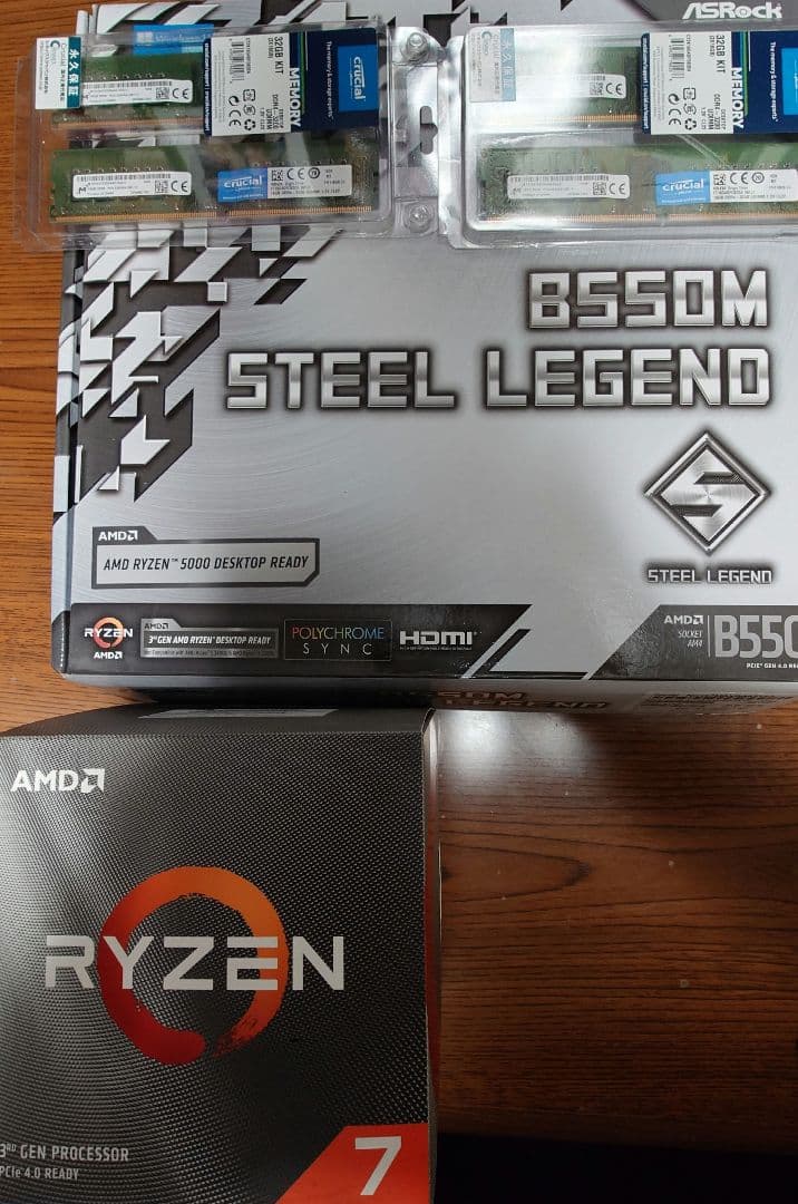AMD Ryzen 7 3700X + B550Mマザボ 16GB×4 RAM