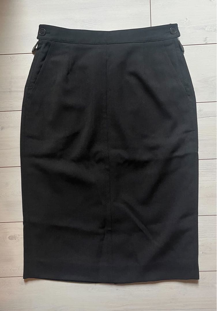 HERMES マルジェラ期 スカート レザージップ Hボタン 38 ウール