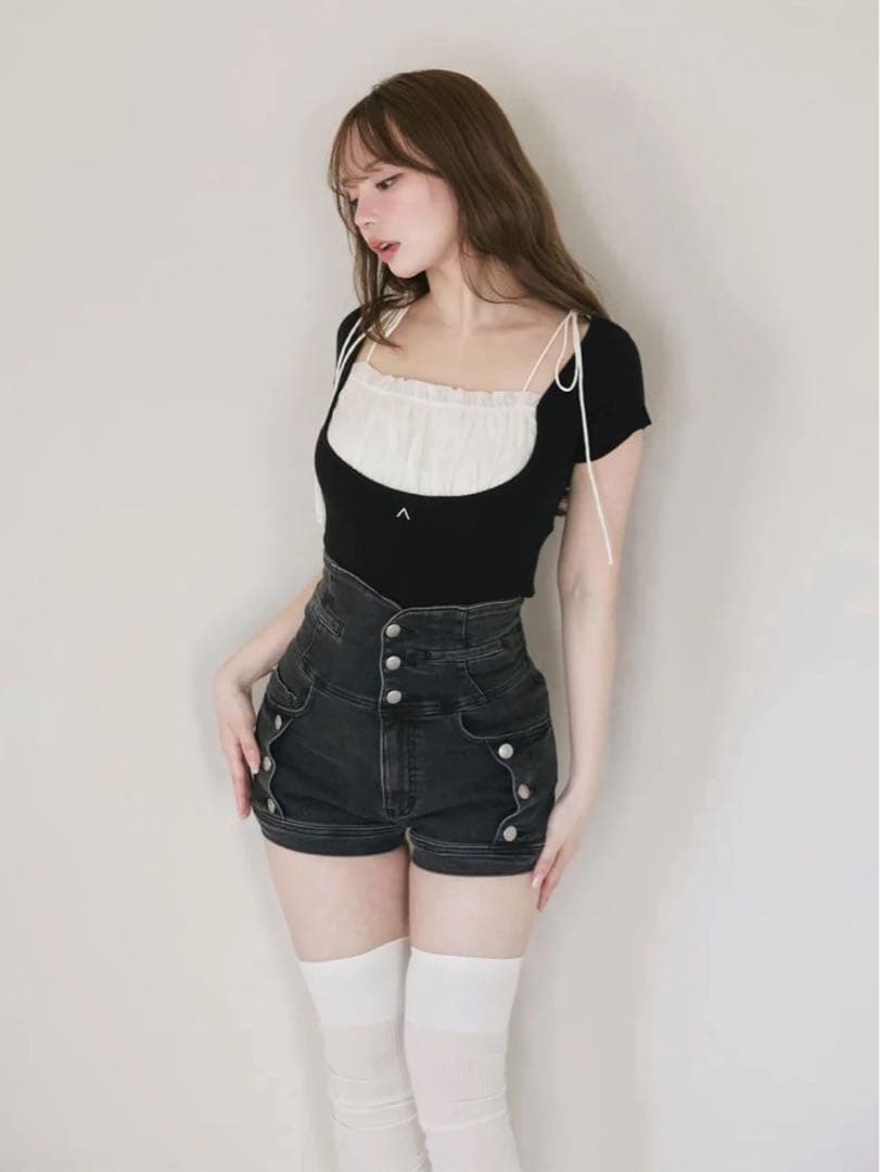 パンツ andmary ribbon denim allinone s