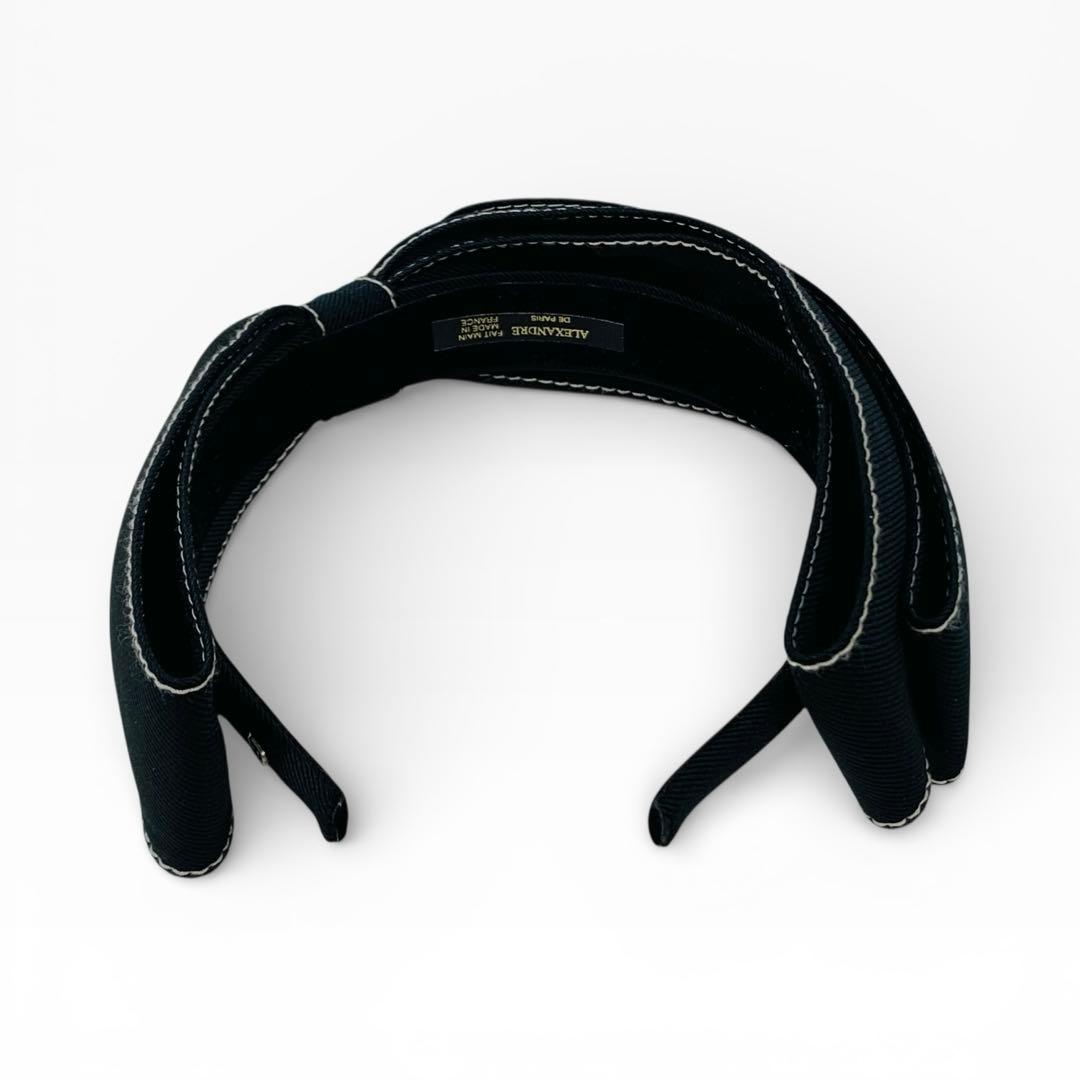 美品　Alexandredeparis ヘアカチューシャ リボン ステッチ　黒