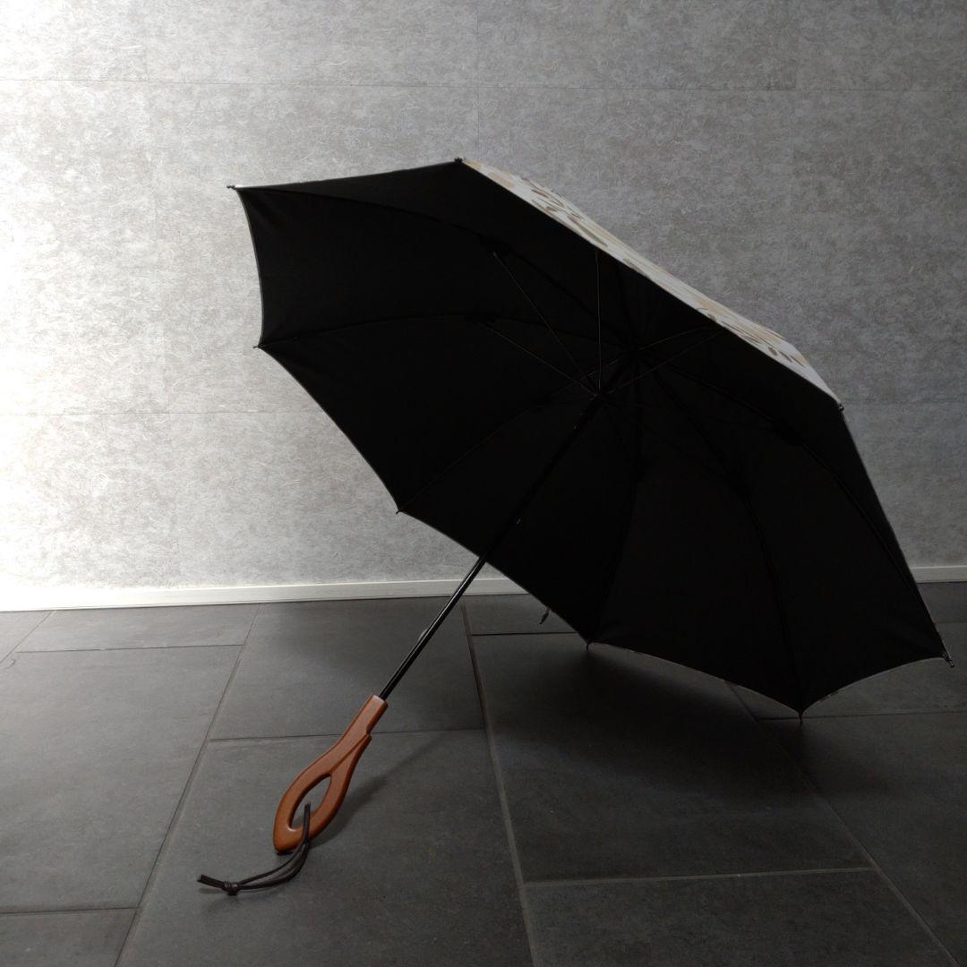 サンバリア100 Sサイズ 長傘 日傘 リーフ柄ベージュ 日本製