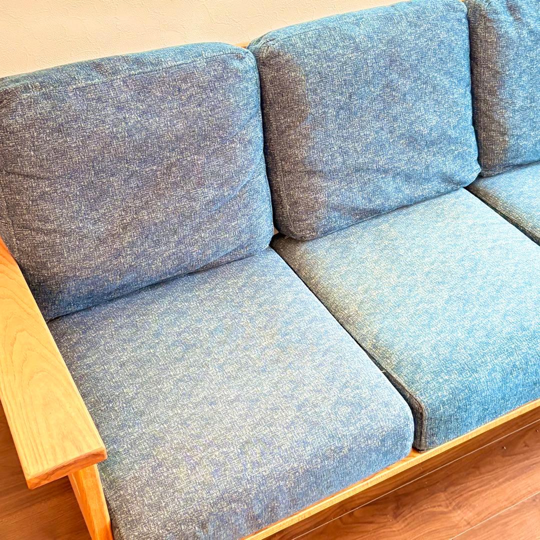 金杉家具 3人掛けソファ Mondo モンド 木製フレーム 北欧風 デニムカラー
