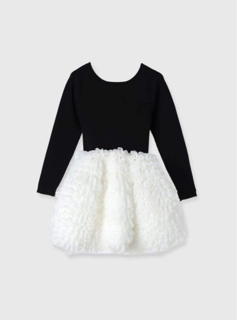 ボリュームチュールフリルニットワンピース