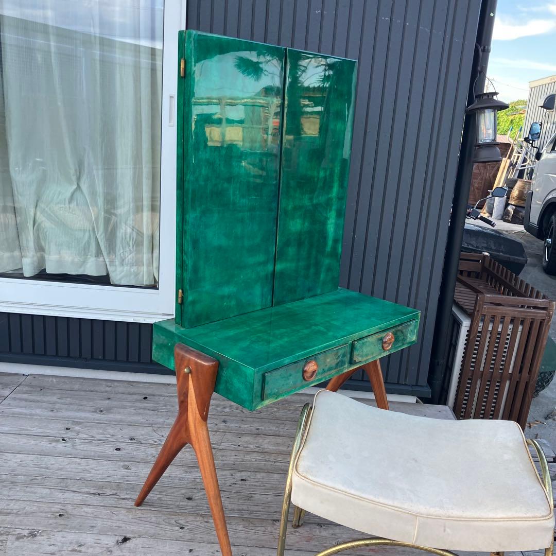 フランス家具 三面鏡 木製ドレッサー スツールセット 鏡台 引き出し収納 古家具