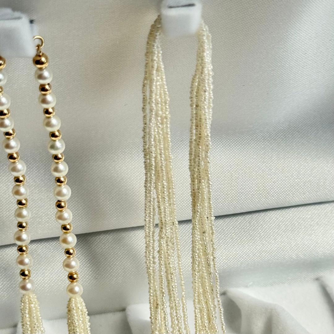 天然真珠10連 あこや 砂ケシ パール 585刻印 k14製 ネックレス