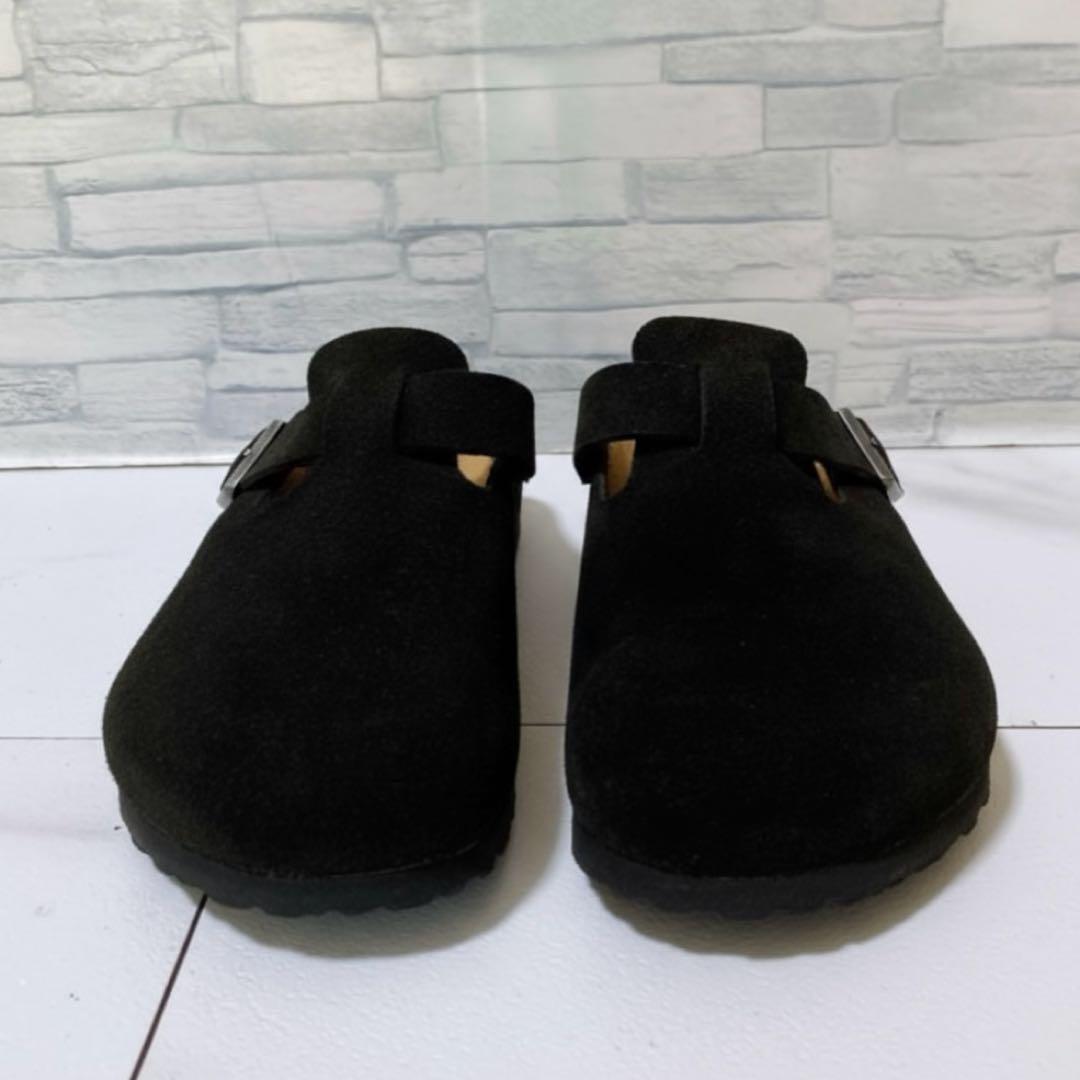 極美品 ビルケンシュトック ボストン サボサンダル スエードレザー 黒 26.5