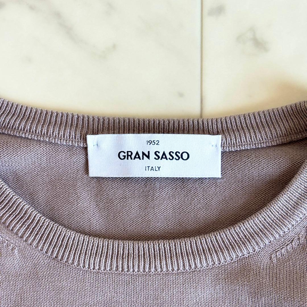 美品✨グランサッソ 12ゲージソフトコットンソリッド クルーネックニット 46