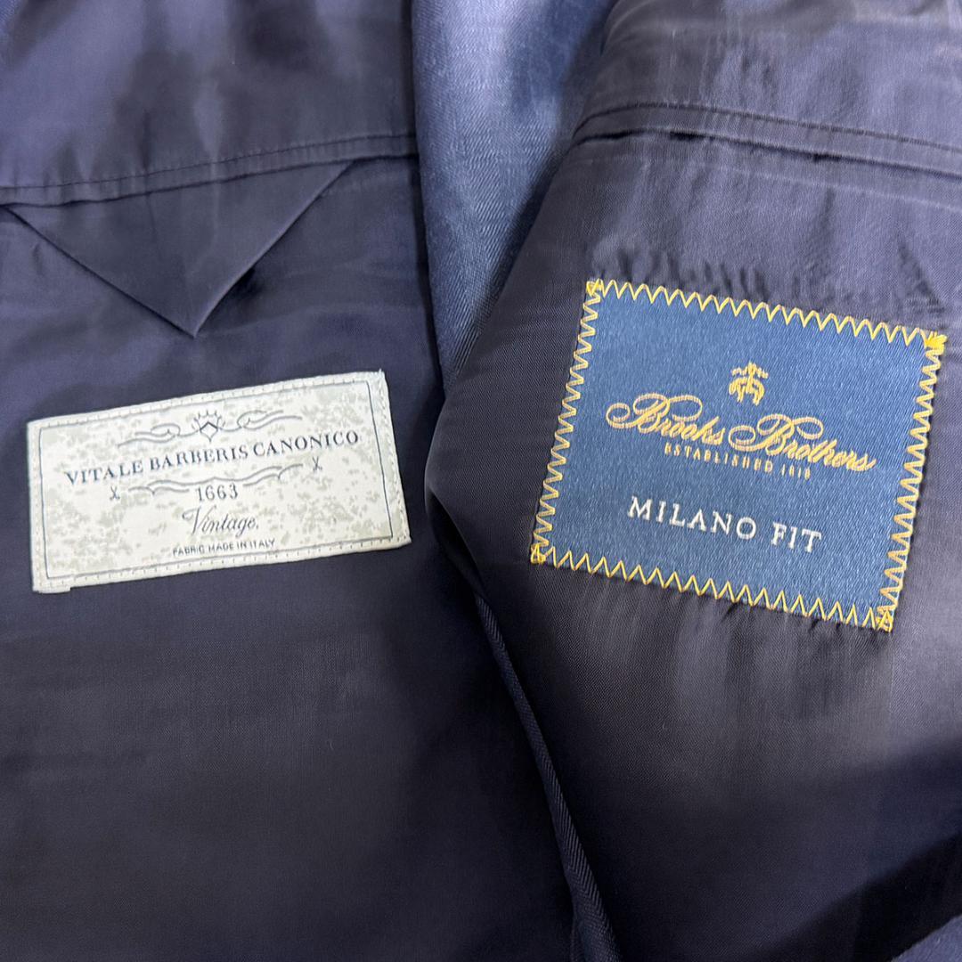 J5241新品ブルックスブラザーズ カノニコ生地リネンヘリンボーン柄スーツ 38