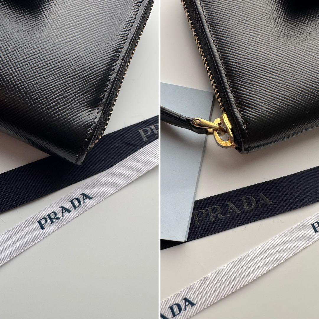 【美品】237 PRADA プラダ ラウンドファスナー 長財布 リボン