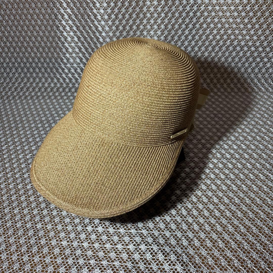 リボン付きベージュストローキャップ Athena New York