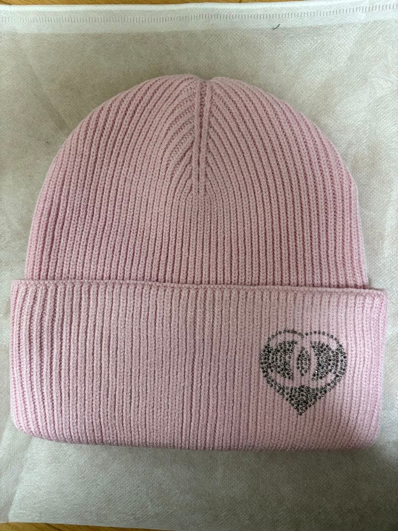 CHANELノベルティニット帽ピンク