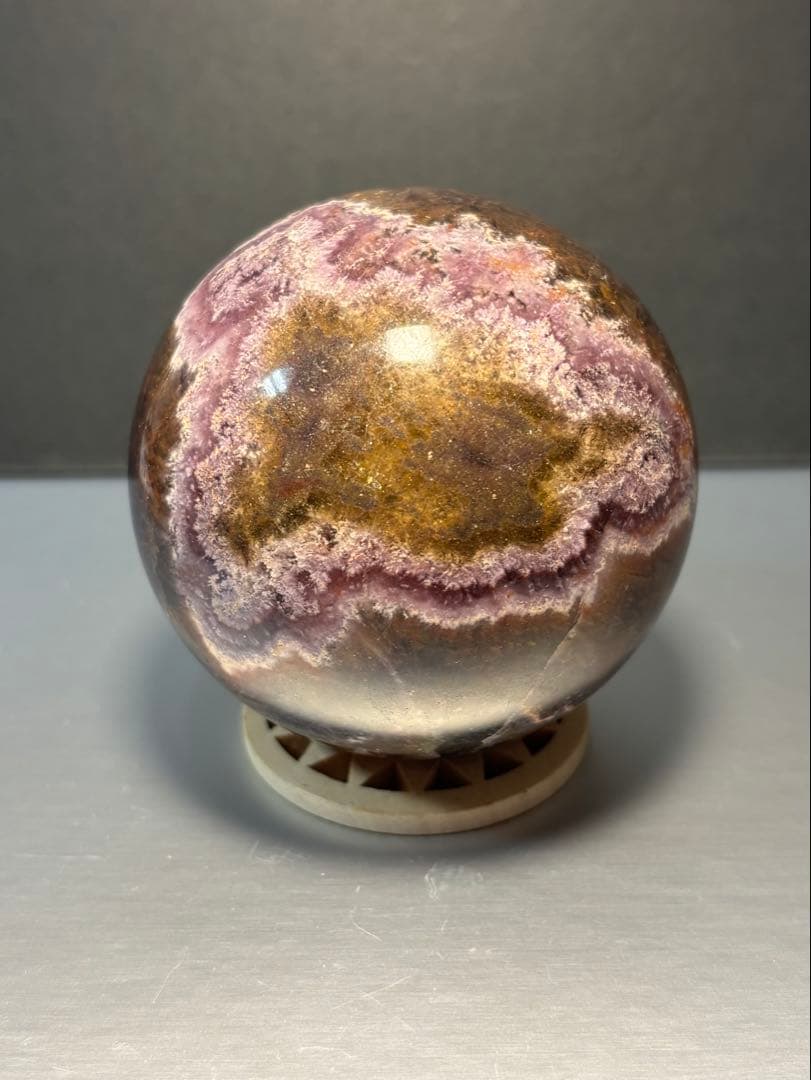 レア　オーラライト23 フローライト共生　スフィア　7.42cm 絶妙な美色