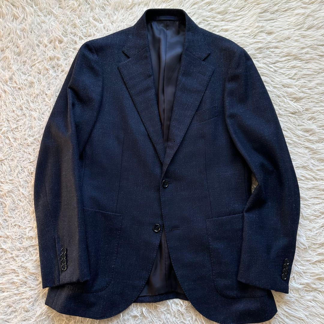 美品✨シップス×ロロ・ピアーナ　段返り　ジャケット　シルク　カシミヤ　ネイビー