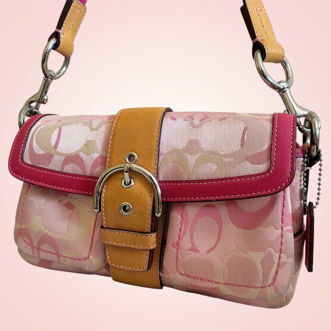 COACH コーチ SOHO ソーホー ショルダーバッグ シグネチャー ピンク