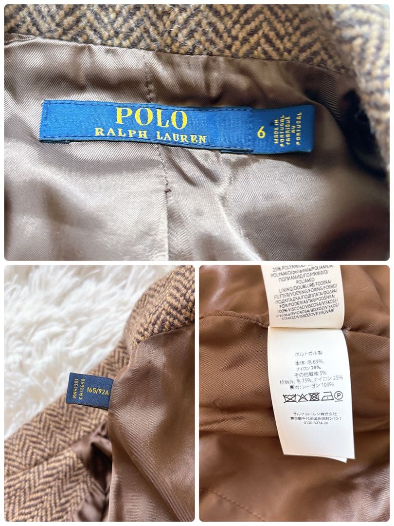 【K様】ポロラルフローレン　へリンボーンウールブレンド ジャケット　ブラウン　M