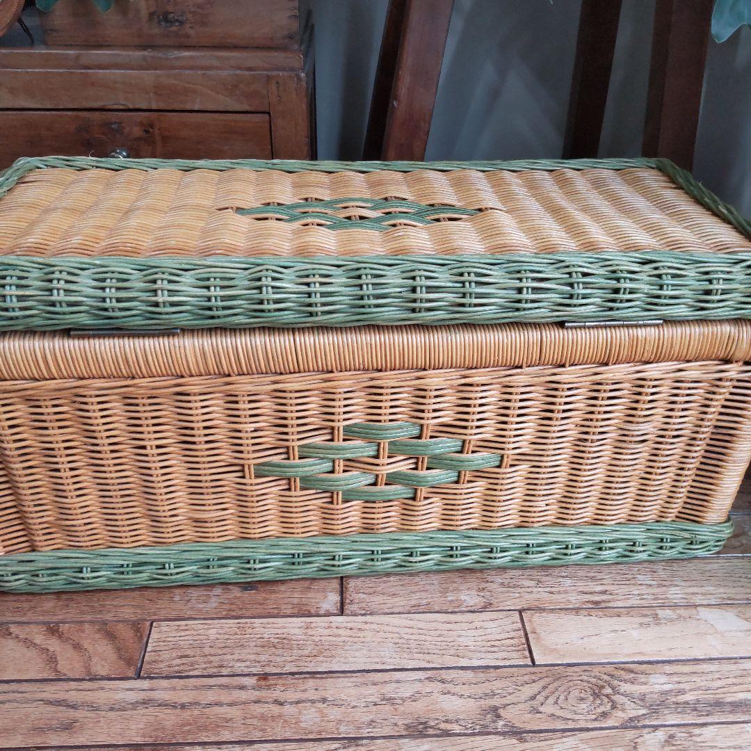 【ラタンの収納ボックス】籐家具 昭和レトロ 北欧 ヴィンテージ アンティーク