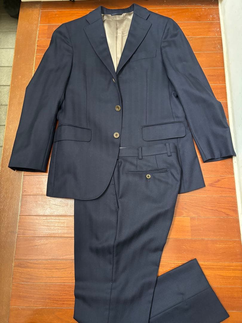 麻布テーラー　美品　冬用　ヘリンボーン・スーツ　A6～AB6程度