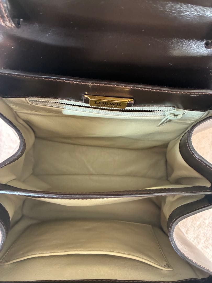 ロエベ　ダークブラウン レザー ハンドバッグ