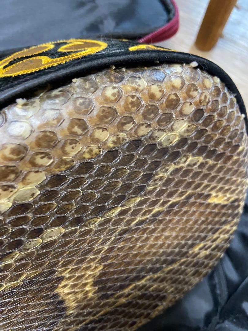 本皮蛇皮　三線　ケース付きレッド　少々難あり　値段相談可