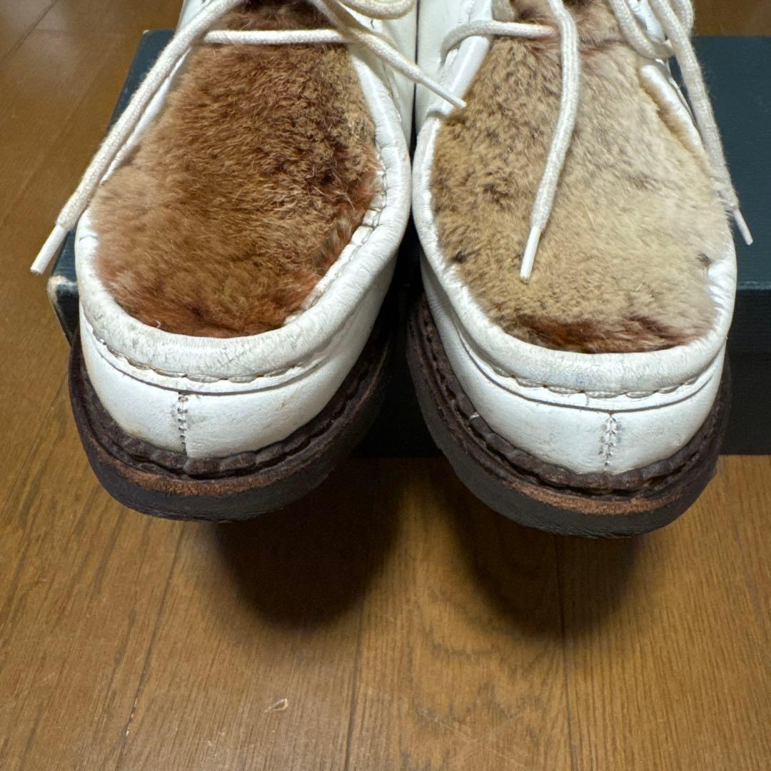 パラブーツ　UK4.5 ミカエル　白　ラビットファー　別注カラー