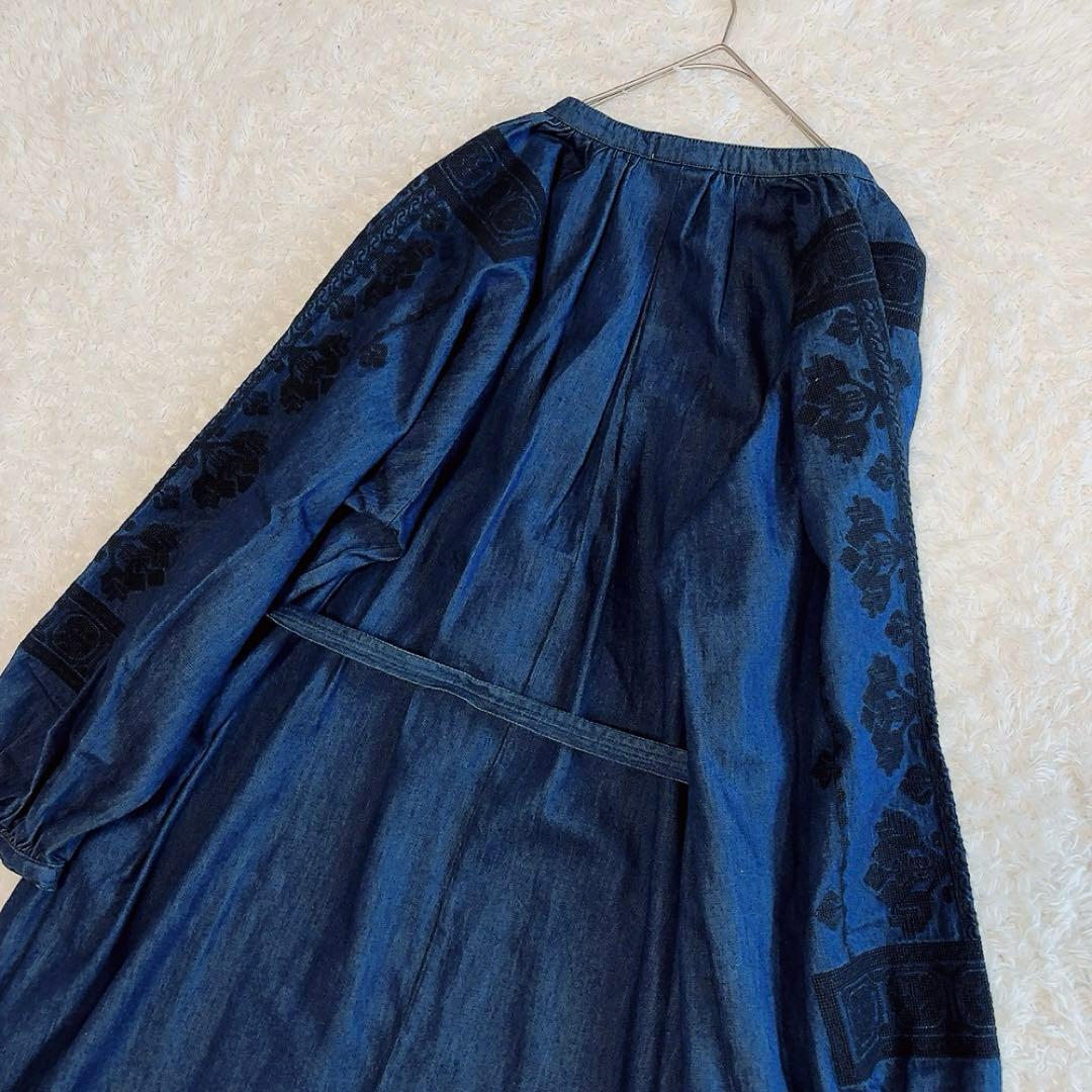 美品✨RHC ロンハーマン デニムワンピース マキシ丈 刺繍 綿 インディゴ
