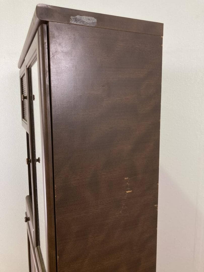 激安 ミラー付き シューズボックス 茶 ダークブラウン 靴箱 下駄箱 木製