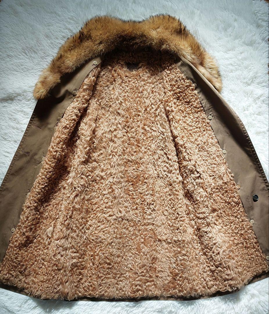 スイス製✨ROTINY 豪華ラムファーライナー ボリュームファー襟 ロングコート