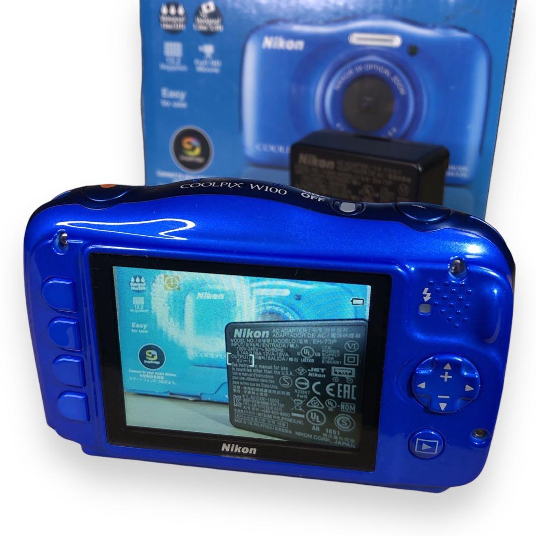 【美品】Nikon COOLPIX W100 デジタルカメラ　ブルー　コンデジ